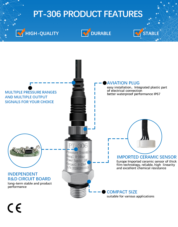 pressure sensor transducer transmitter for water oil fuel gas air 33