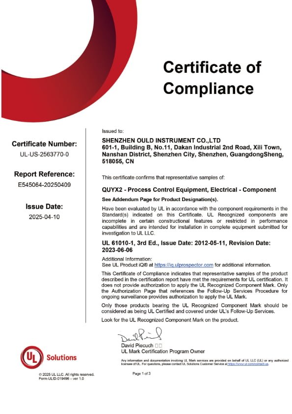 Calibration certificate