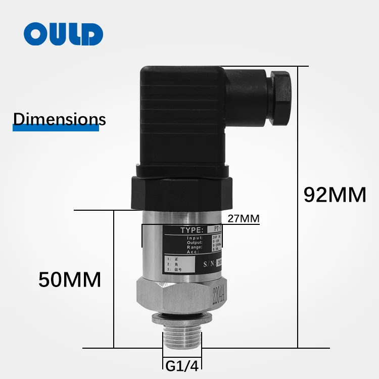 PT-309 compact pressure transmitter with Hirschmann GDM-3009 connector, stainless steel housing for industrial applications